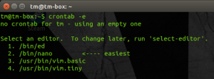 Crontab editor prompt