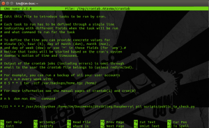crontab file opened in nano